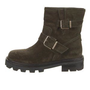 Jimmy Choo Green Suede Moto Boots